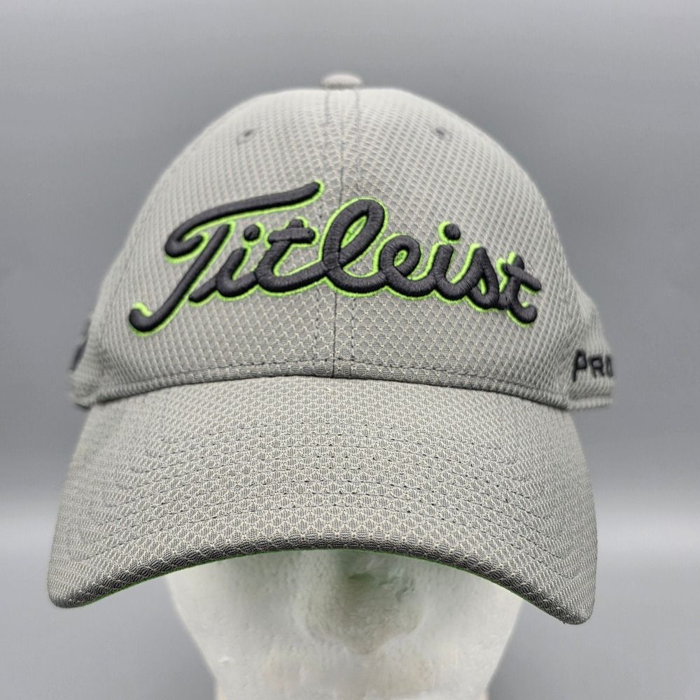 Titleist Hat Mens M/L Gray Pro V1 FJ Performance Flex Mesh Golf Cap Sportswear